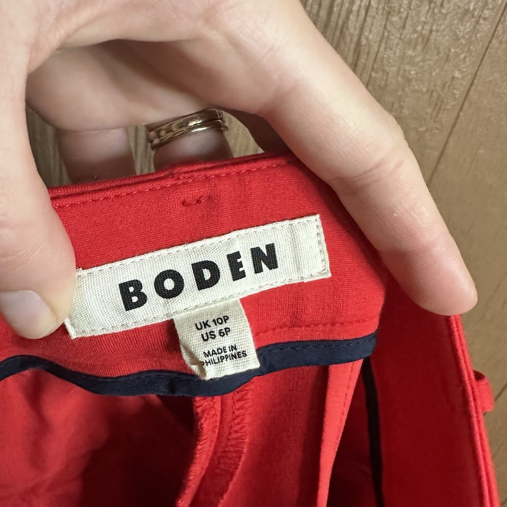 Boden Richmond Red Viscose Blend Straight Leg Trouser Pants Size 6 Petite Work - Picture 6 of 7